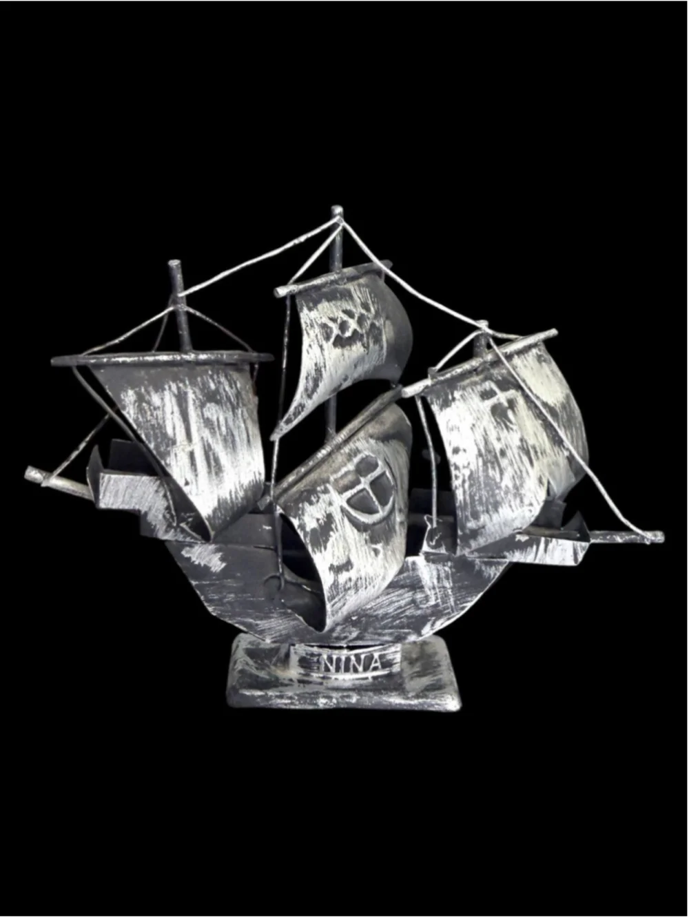 Vintage Columbus Ship Set (Nina Pinta Santa Maria) | Metal Nautical Decor | 3pc